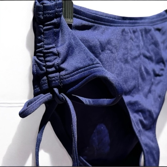 🌻NEW w/tag Anne Cole Navy Hipster Bikini Bottoms Side Drawstrings Size Large - Picture 3 of 10